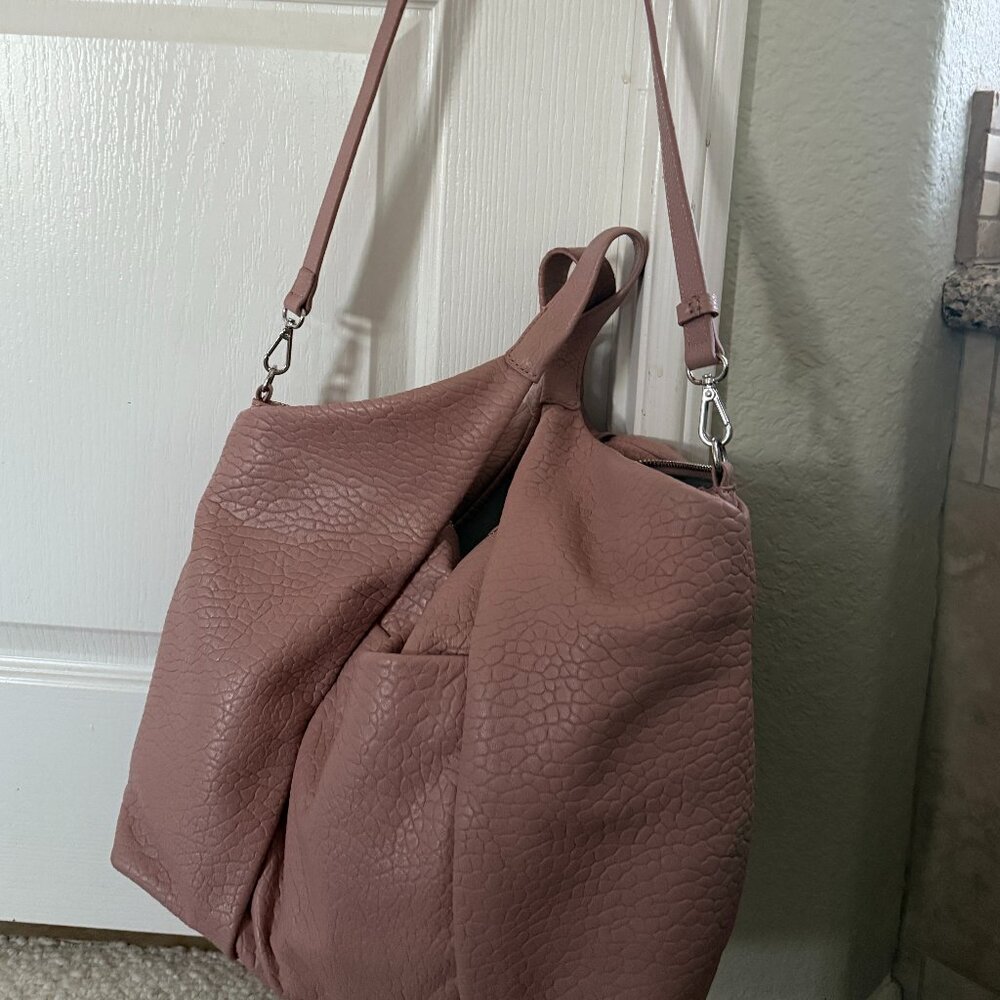 Vince Camuto Convertible Lamb Leather Pleated Tote
